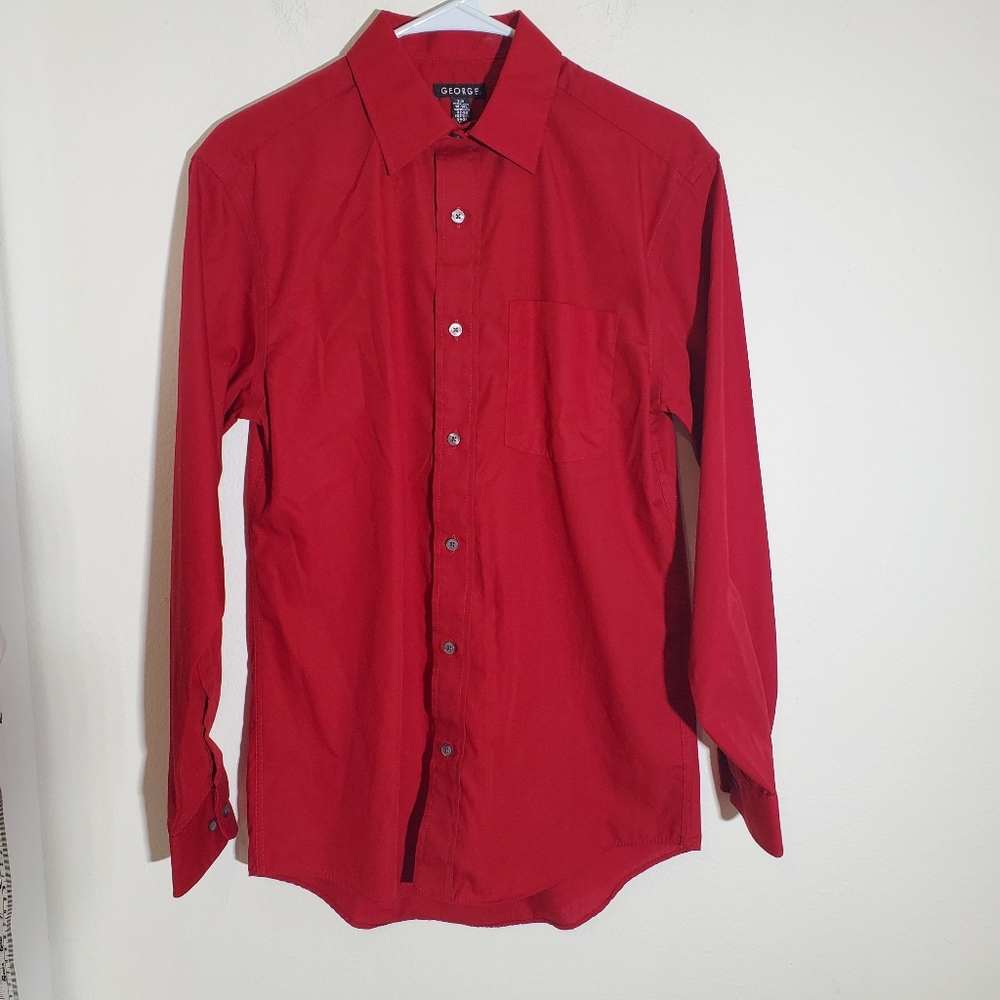 George~Boys Red Button Down Dress shirt